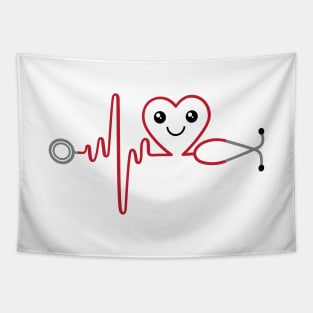 Kawaii Stethoscope Heart Tapestry