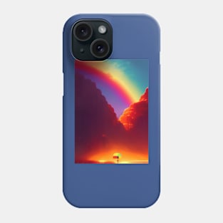 RAINBOW ON SUMMER DAY WITH RED CLOUDS Phone Case