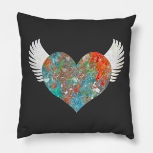 Colorful Stone Heart - Blue and Red Pillow