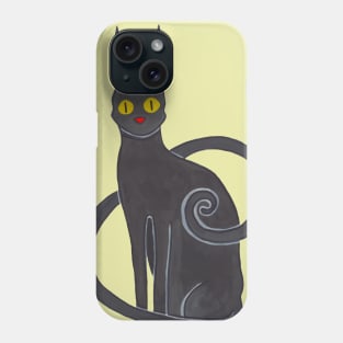 Black cat with yellow eyes Phone Case