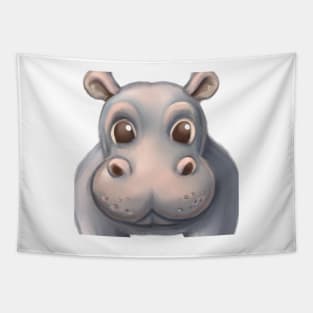 Cute Hippopotamus Drawing Tapestry