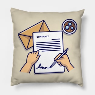 Hand Writng Letter With Envelope Cartoon Pillow