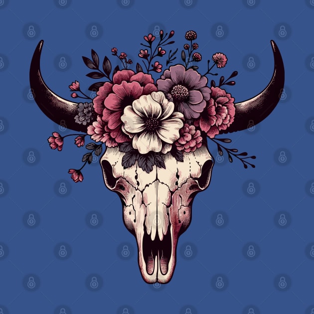 Cow skull with flowers by Art_Boys