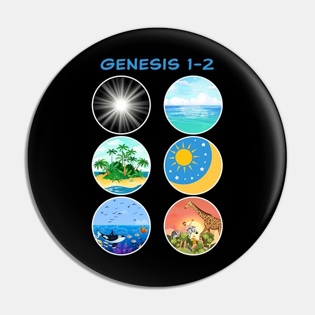 6 Days of Creation – Genesis 1-2 School Teacher & Kids Pin by Destination Christian Faith Designs