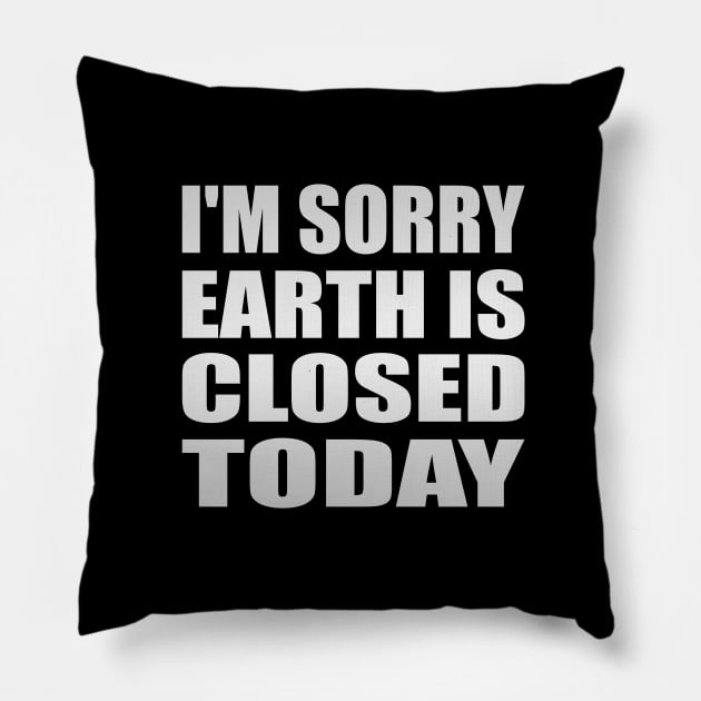 I'm sorry, earth is closed today Pillow by It'sMyTime