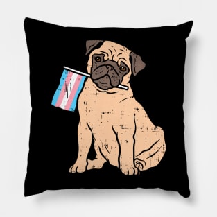 Pug Dog Transgender Flag Trans Pride Lgbt Animal Lover Pillow