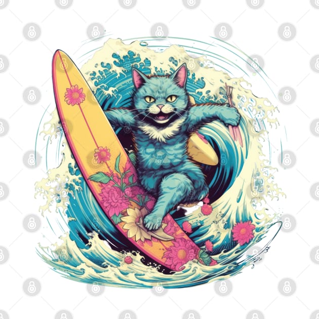 Catching some waves with my lucky cat by my side by Pixel Poetry