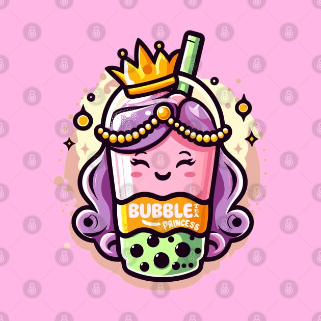 Bubble Tea Princess Boba Tea Kawaii Cartoon Girl by SubtleSplit