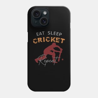 Eat sleep cricket repeat Phone Case