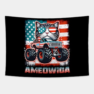 AMEOWICA monster truck Cat for kids men women Tapestry