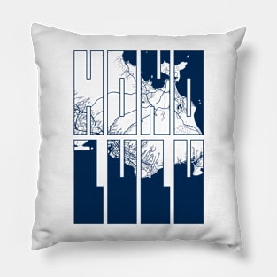 Honolulu, Hawaii, USA City Map Typography - Coastal Pillow