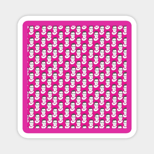 Ruth Bader Ginsburg Pattern Hot Pink Magnet by FemCards