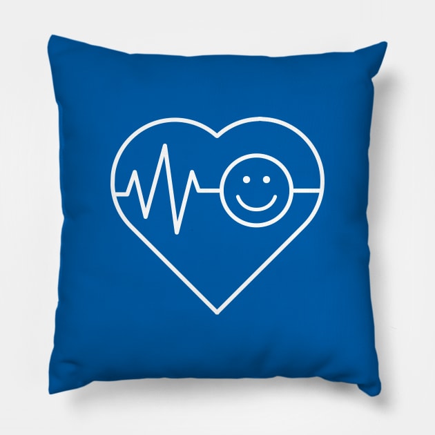 Heart Sign Happy Face Smiley Pillow by BrightLightArts