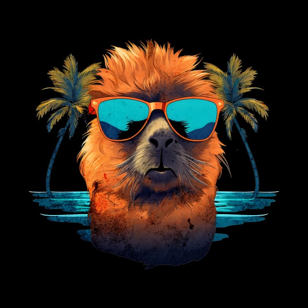 Retro Wave Alpaca Guinea Pig Good Vibes Shirt by Miami Neon Designs