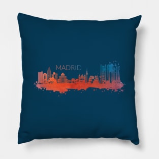 Madrid Watercolor Skyline Pillow