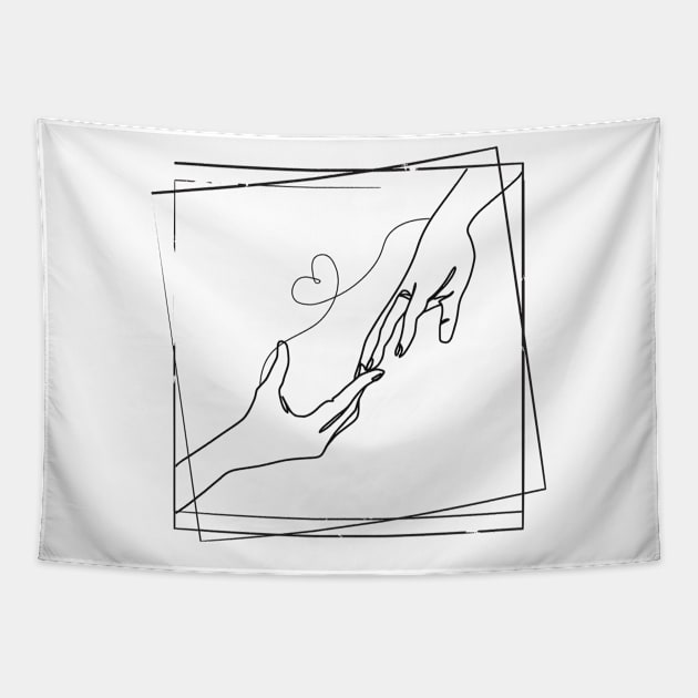 Lovers Hands Lineart Tapestry by FabDesign