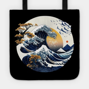 Japanese Art Style Great Wave off Kanagawa Tote