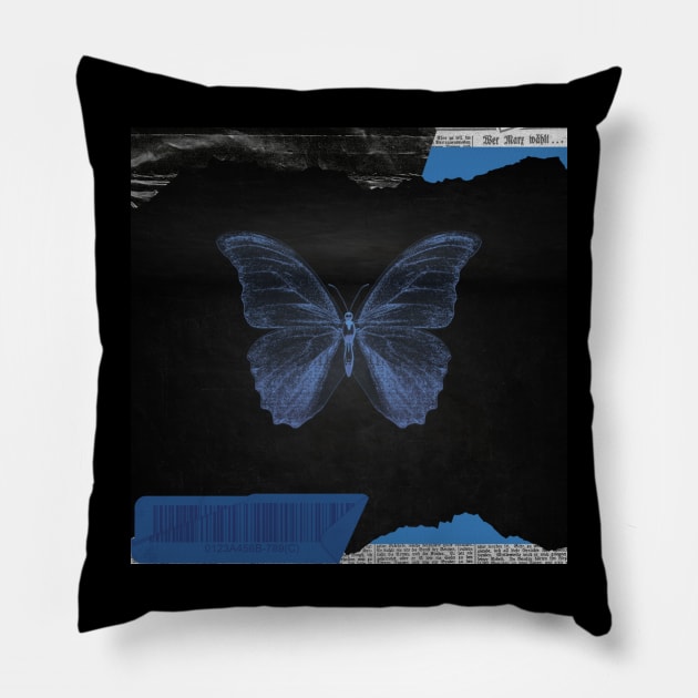Blue butterfly Pillow by aholic