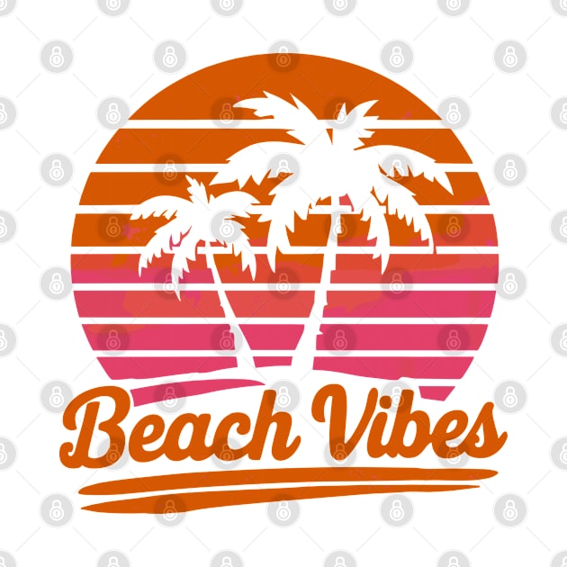 Beach Vibes Retro Sun Summer Vacation Palms by Macphisto Shirts