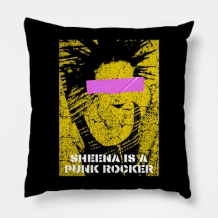 tape punk rock girl pink yellow Pillow