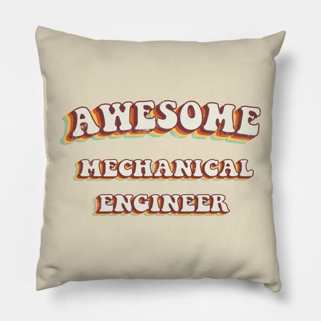 Awesome Mechanical Engineer - Groovy Retro 70s Style Pillow by LuneFolk