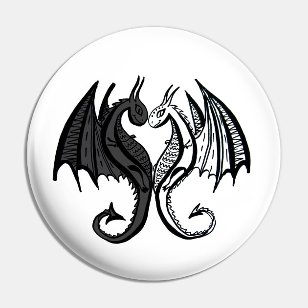 Yin Yang Dragons Pin by WordsGames
