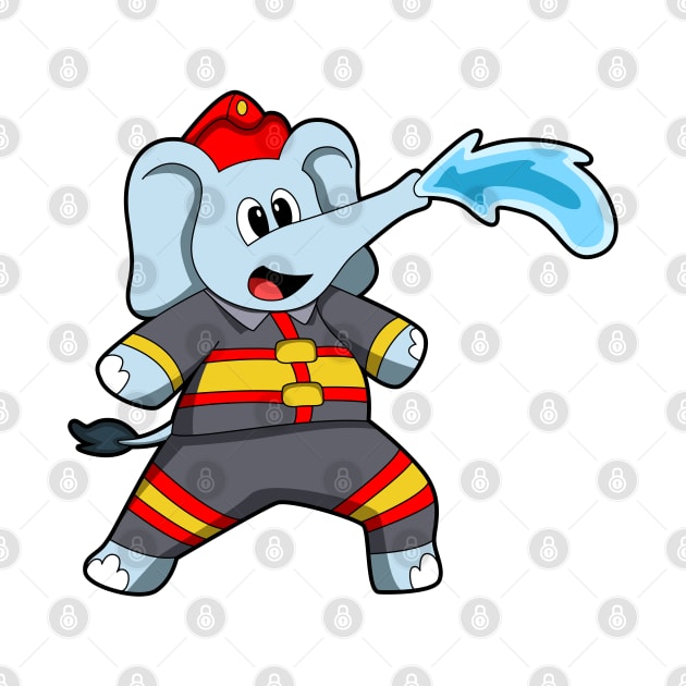 Elephant as Firefighter with Hose by Markus Schnabel