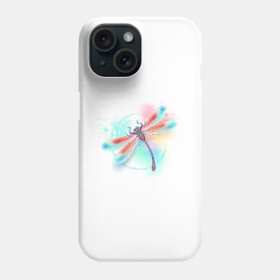 Red dragonfly on watercolor background Phone Case