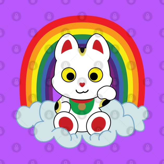 Rainbow Maneki Neko by StineBrunson