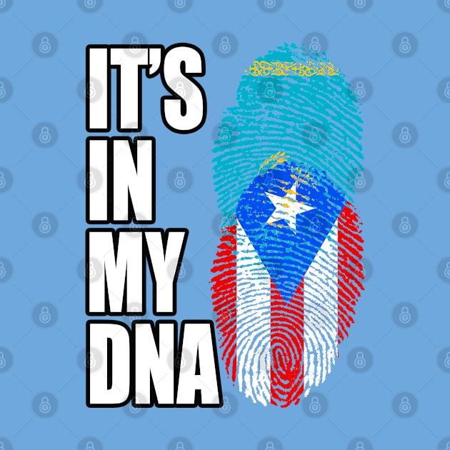 Puerto Rican And Kazakhstani Mix DNA Flag Heritage by Just Rep It!!