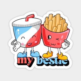 Best friends cartoon soda and french fries retro Magnet