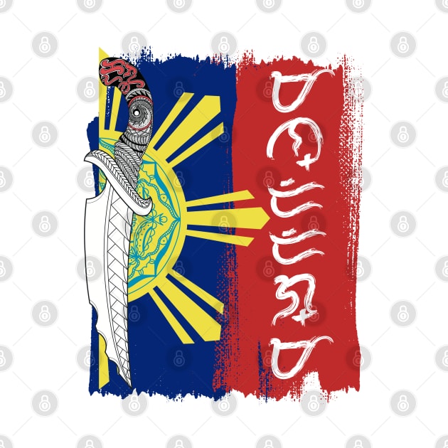 Philippine Flag / Tribal line Art Knife / Baybayin word Mandirigma (Warrior) by Pirma Pinas