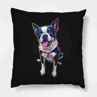 Cute BOSTON TERRIER WITH TONGUE Sticker by Robert Phelps Pillow