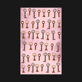 keys on pink floral wallpaper T-Shirt