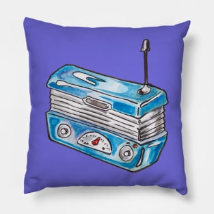 Little Blue Retro Radio Pillow