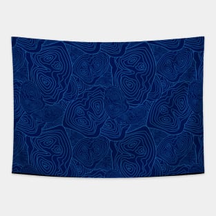 Topographic Map Pattern Blue Version Tapestry