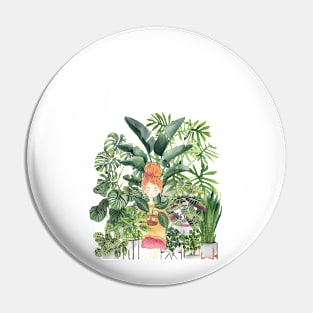 Plants Lady Illustration Pin