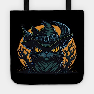 Scary Black Cat Witch Tote