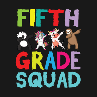 Animals Students Dabbing Back To School Fifth Grade Squad T-Shirt