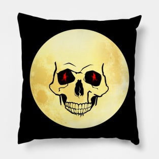 full yellow moon skull face Pillow