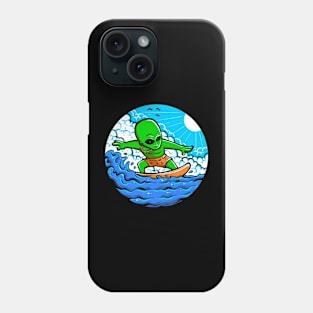 Alien surfing on wave Phone Case