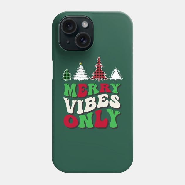 Merry Vibes Only Groovy Christmas Trees Phone Case by Brobocop