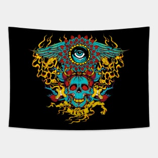 fiery skull Tapestry