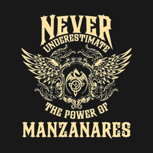 Manzanares Name Shirt Manzanares Power Never Underestimate T-Shirt