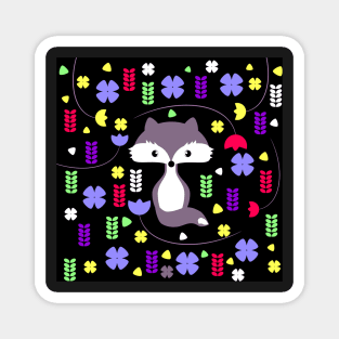 Cute fox among colorful flowers Magnet