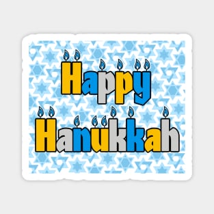 Happy Hanukkah with Stars Magnet