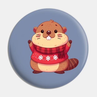 Cute Christmas Marmot Pin