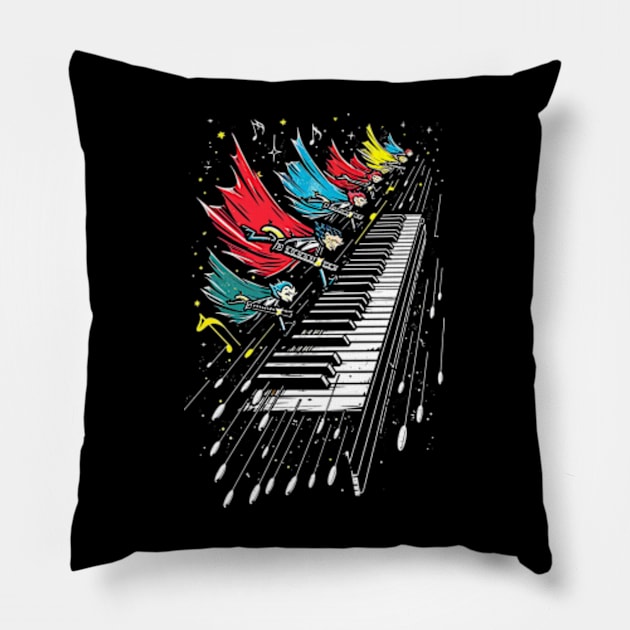 Piano keys a crime-fighting team Pillow by Vidi MusiCartoon