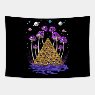 Psychedelic Pyramid Mushrooms Tapestry