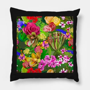 Flowers on Leaves Pattern Pillow